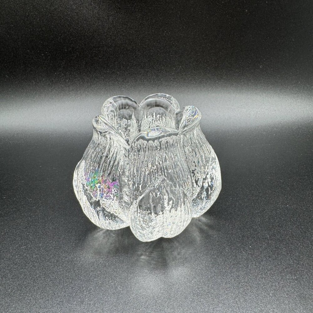 Kosta Boda Sweden ROSEBUD Crystal Votive Tea Light Candle Holder ~ Mats Jonasson